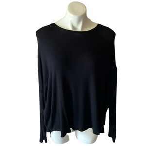 Kenneth Cole Women’s Black Sheer Mixed Media Tunic With Long Sleeves Size Medium